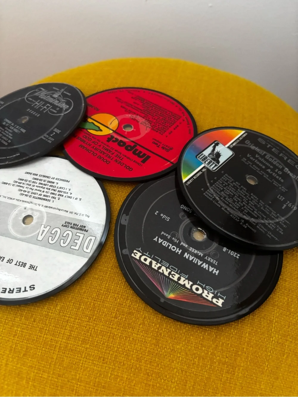 Black Vinyl Record Coasters - Set of 5